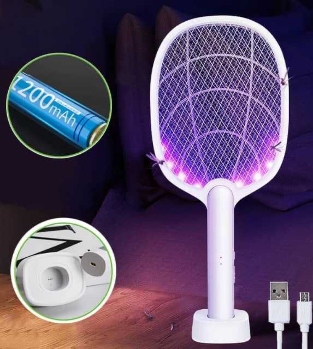 Raquete elétrica anti-mosquitos