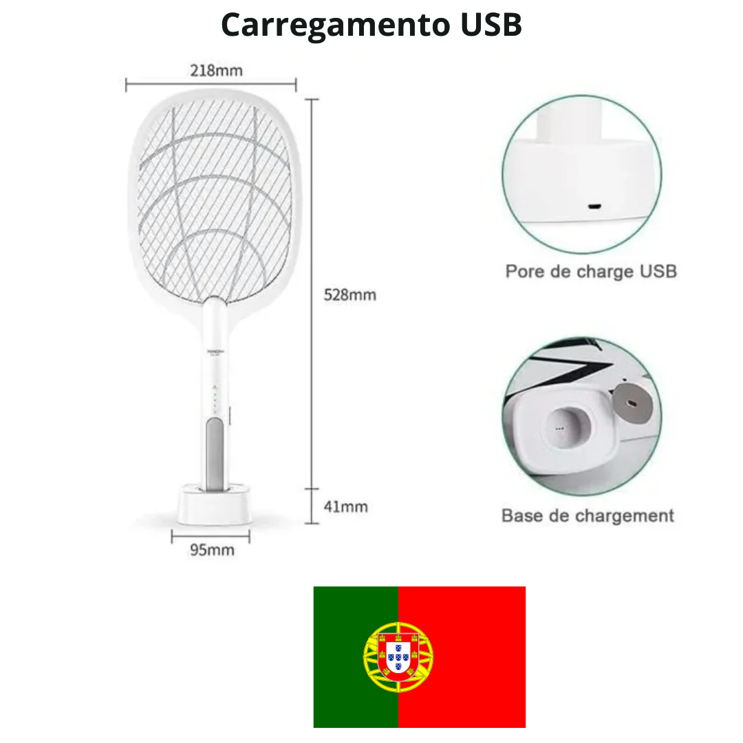 Raquete elétrica anti-mosquitos